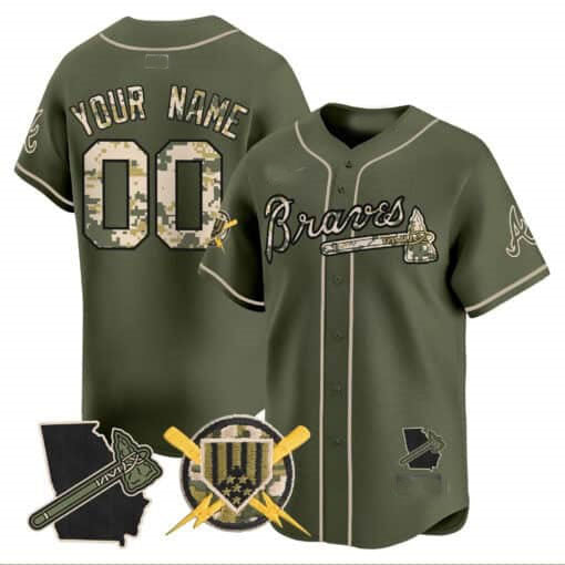 Atlanta Braves Armed Forces Day Vapor Premier Limited Custom Jersey ���Green Baseball Jersey
