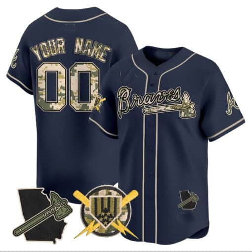 Atlanta Braves Armed Forces Day Vapor Premier Limited Custom Jersey ��� Navy Baseball Jersey