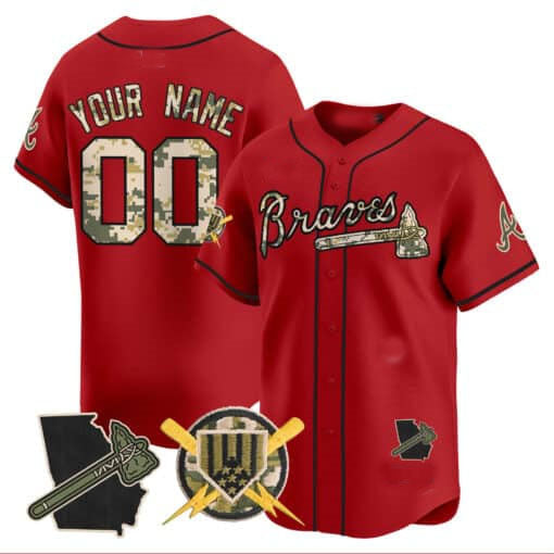 Atlanta Braves Armed Forces Day Vapor Premier Limited Custom Jersey Red Baseball Jersey
