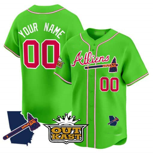 Atlanta Braves Atliens Vapor Premier Limited Custom Jersey V2 ��� Green Baseball Jersey