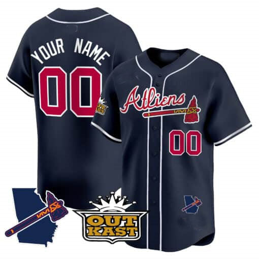 Atlanta Braves Atliens Vapor Premier Limited Custom Jersey V2 ��� Navy Baseball Jersey