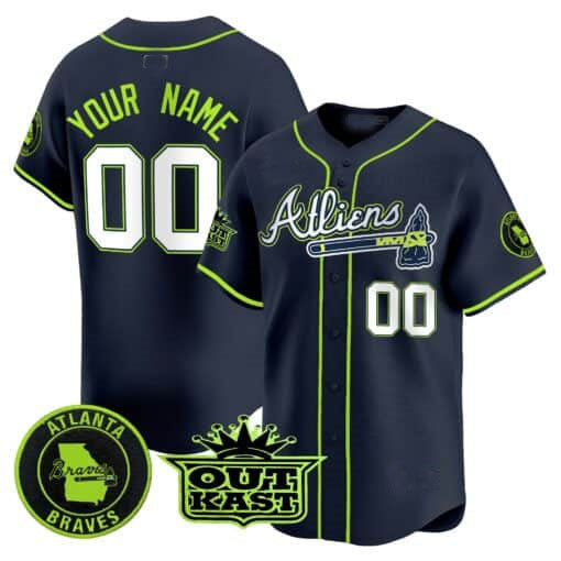 Atlanta Braves Atliens Vapor Premier Limited Custom Jersey ��� All Stitched-Navy Baseball Jersey