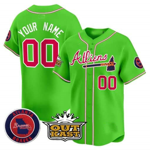 Atlanta Braves Atliens Vapor Premier Limited Custom Jersey ���Green Baseball Jersey