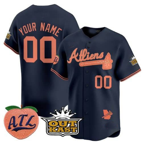 Atlanta Braves Atliens & Peach Vapor Premier Limited Custom Jersey ���Navy Baseball Jersey