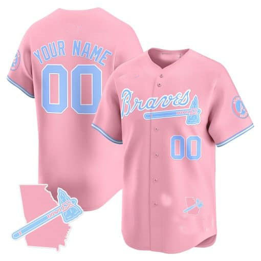 Atlanta Braves Bubblegum Pink Vapor Premier Limited Custom Jersey ��� All Stitched-Pink Baseball Jersey
