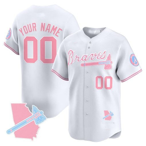 Atlanta Braves Bubblegum Pink Vapor Premier Limited Custom Jersey ��� White Baseball Jersey