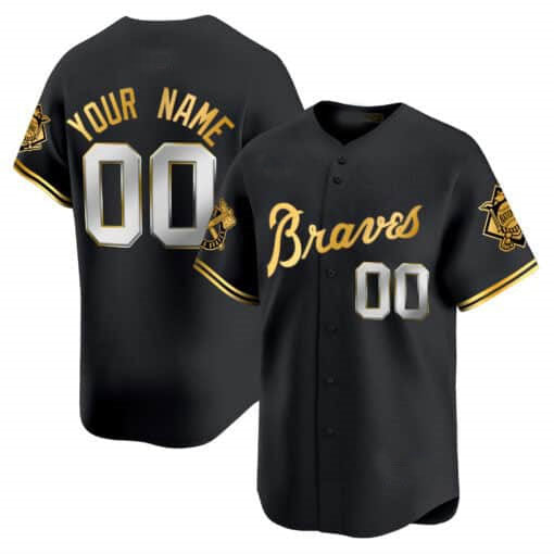 Atlanta Braves Peaches n��� Cream Vapor Premier Limited Custom Jersey ��� Black Gold Baseball Jersey