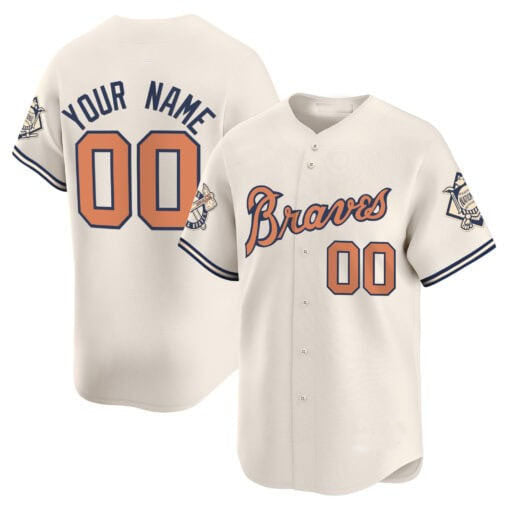 Atlanta Braves Peaches n- Cream Vapor Premier Limited Custom Jersey - Cream Baseball Jersey