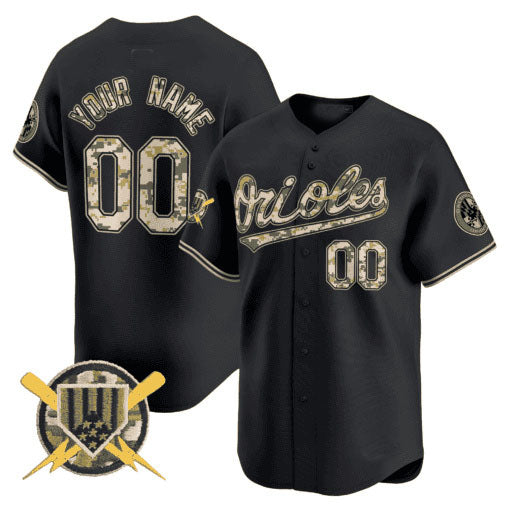 Baltimore Orioles Armed Forces Day Vapor Premier Limited Custom Jersey  -  Black Baseball Jersey