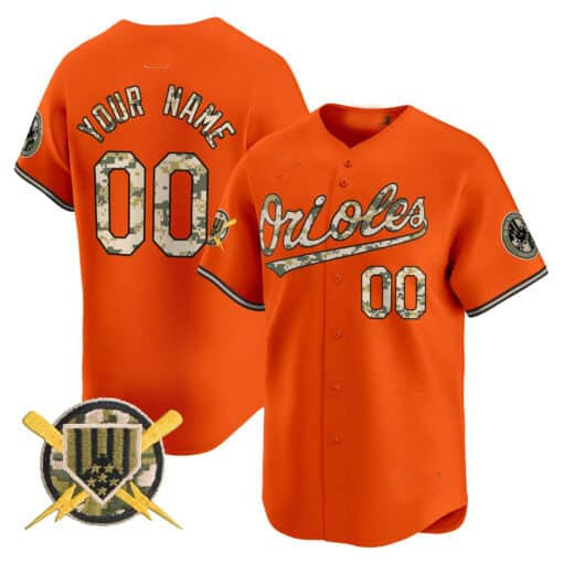 Baltimore Orioles Armed Forces Day Vapor Premier Limited Custom Jersey  -  Orange Baseball Jersey