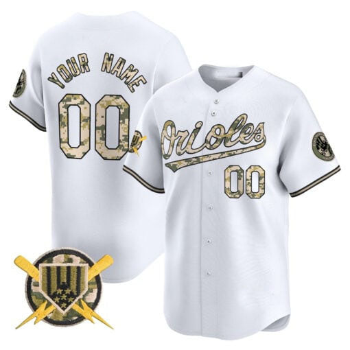 Baltimore Orioles Armed Forces Day Vapor Premier Limited Custom Jersey  -  White Baseball Jersey
