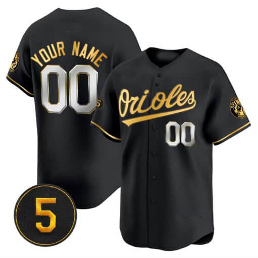 Baltimore Orioles Robinson Patch Vapor Premier Limited Custom Jersey  -  All Stitched-Black Gold Baseball Jersey