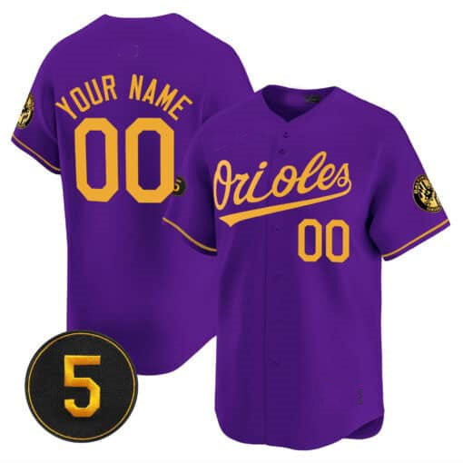 Baltimore Orioles Robinson Patch Vapor Premier Limited Custom Jersey  -  Purple Gold Baseball Jersey
