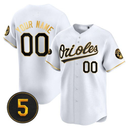 Baltimore Orioles Robinson Patch Vapor Premier Limited Custom Jersey  -  White Gold Baseball Jersey