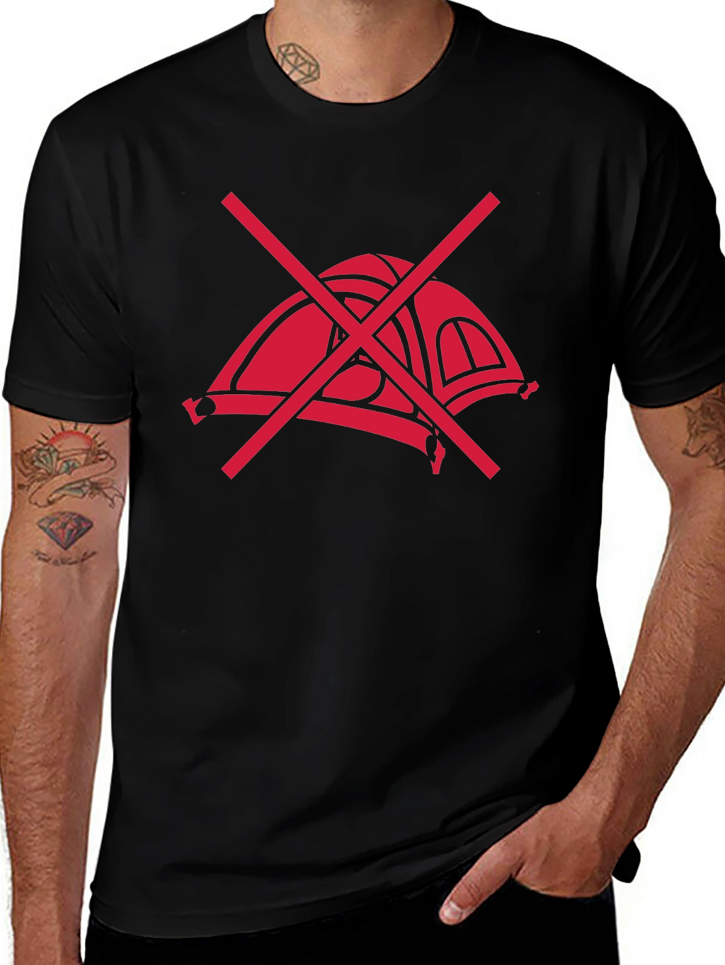 No Camping T-Shirt - Black Graphic Tee