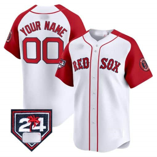 Boston Red Sox 2024 Spring Training Patch Vapor Premier Limited Custom Jersey  -   White Red Baseball Jersey