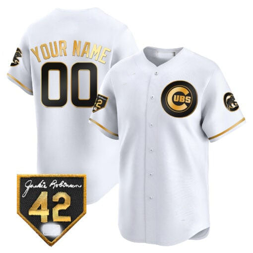 Chicago Cubs 2024 Jackie Robinson Patch Vapor Premier Limited Custom Jersey V2  - White Royal Alternate Baseball Jersey