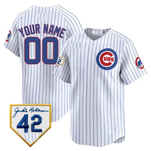 Chicago Cubs 2024 Jackie Robinson Patch Vapor Premier Limited Custom Jersey V2 -  White Alternate Baseball Jersey
