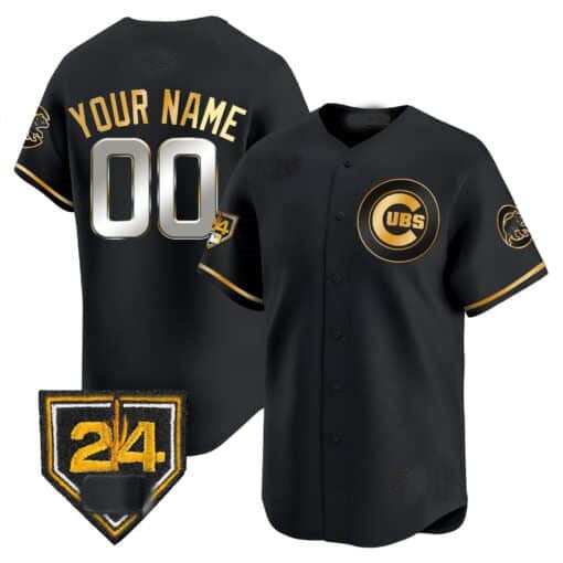 Chicago Cubs 2024 Spring Training Patch Vapor Premier Limited Custom Jersey V2  -  All Stitched-Black Alternate Baseball Jersey