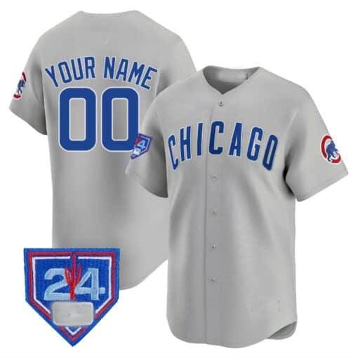 Chicago Cubs 2024 Spring Training Patch Vapor Premier Limited Custom Jersey V2  - Gray Baseball Jersey