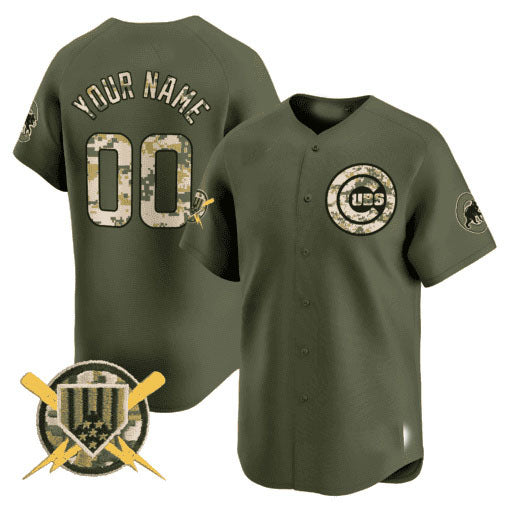 Chicago Cubs Armed Forces Day Vapor Premier Limited Custom Jersey  - All Stitched-Green Baseball Jersey