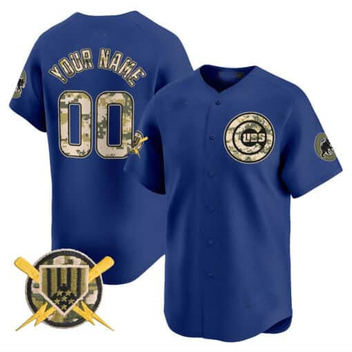 Chicago Cubs Armed Forces Day Vapor Premier Limited Custom Jersey  -  Royal Baseball Jersey