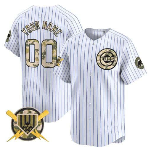Chicago Cubs Armed Forces Day Vapor Premier Limited Custom Jersey  - White Baseball Jersey