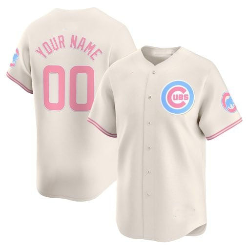 Chicago Cubs Bubblegum Pink Vapor Premier Limited Custom Jersey - Cream Baseball Jersey