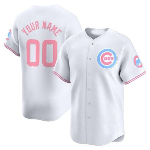 Chicago Cubs Bubblegum Pink Vapor Premier Limited Custom Jersey  -  White Baseball Jersey