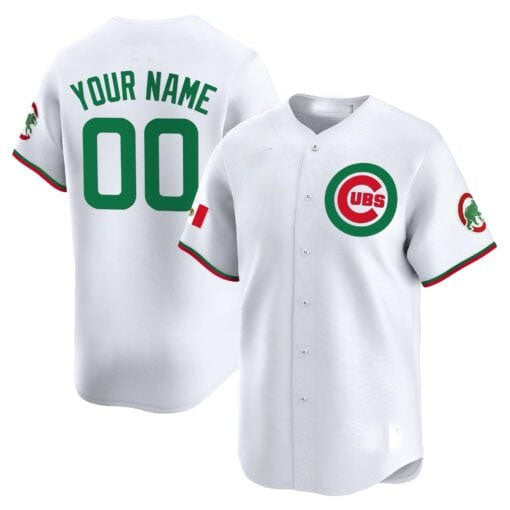 Chicago Cubs Mexico Vapor Premier Limited Custom Jersey V3  - All Stitched-White Baseball Jersey