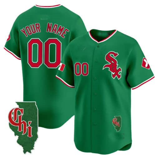 Chicago White Sox Mexico Vapor Premier Limited Custom Jersey  -  Illinois Patch  -  Green Baseball Jersey