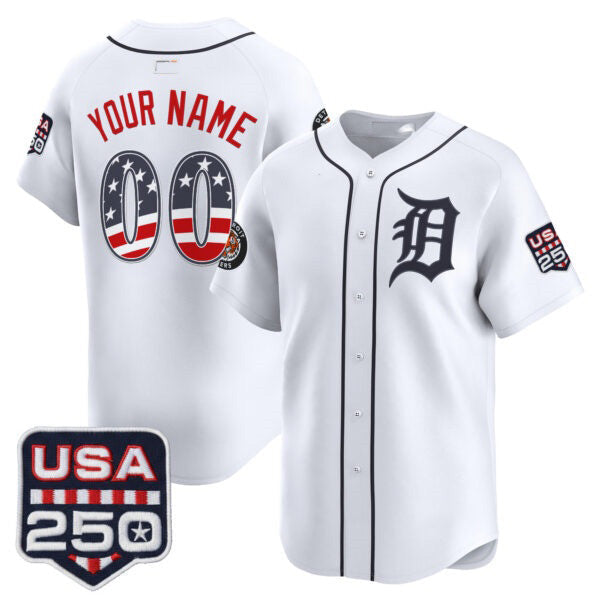 Custom Detroit Tigers White USA 250 Fourth of July Vapor Premier Limited Jersey ��� All Stitched Baseball Jersey