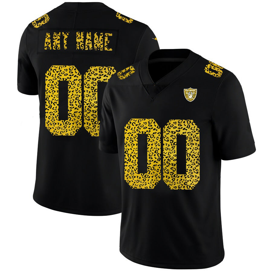 Custom LV.Raiders Black Leopard Print Fashion Vapor Limited Jersey