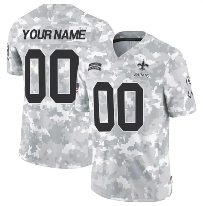 Custom NO.Saints Active Player 2024 F.U.S.E Arctic Camo Salute To Service Limited Stitched Jersey