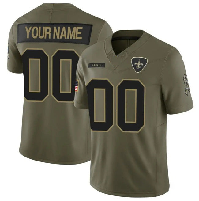 Custom NO.Saints Active Player Olive 2025 F.U.S.E. Salute to Service Limited Stitched Jersey