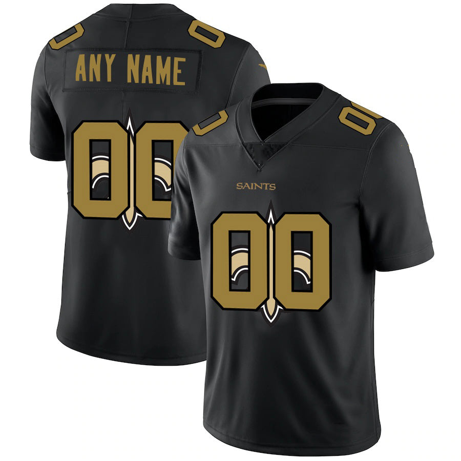 Custom NO.Saints Black Team Logo Dual Overlap Limited Jersey