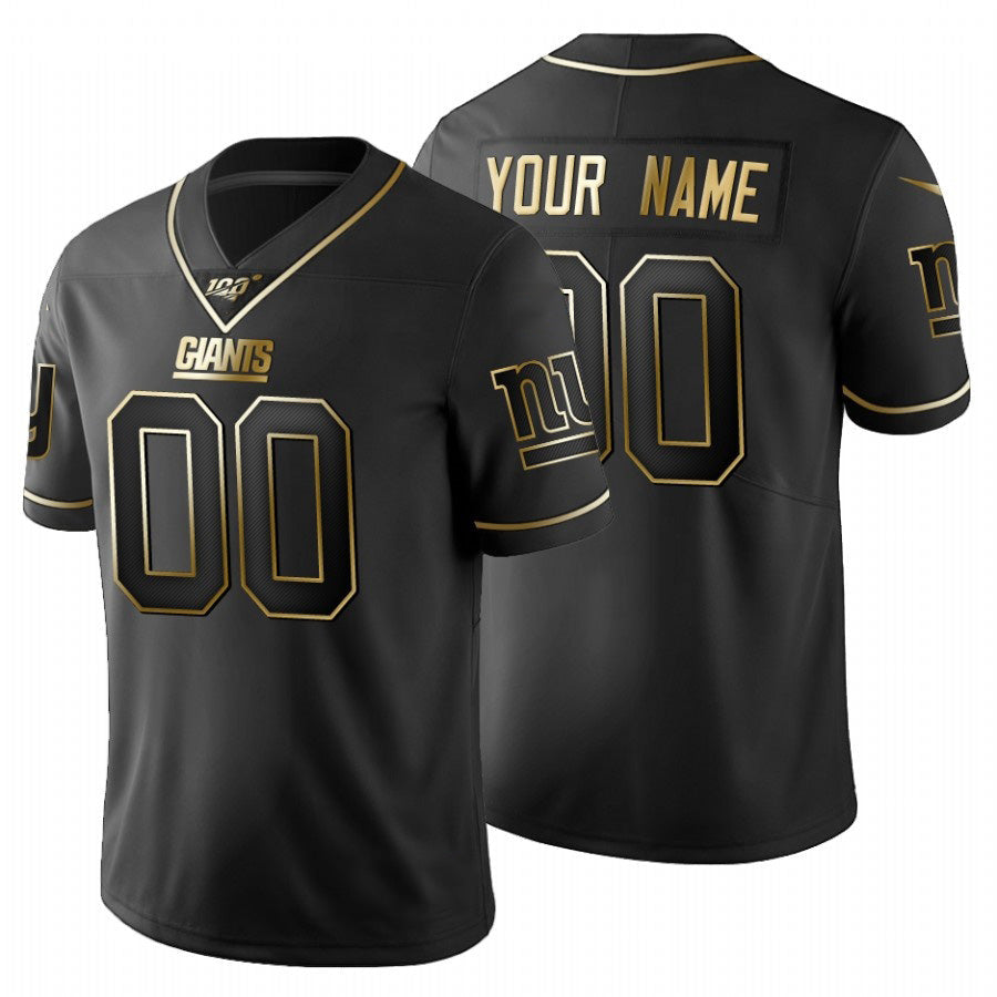 Custom NY.Giants Black Golden Limited 100 Jersey