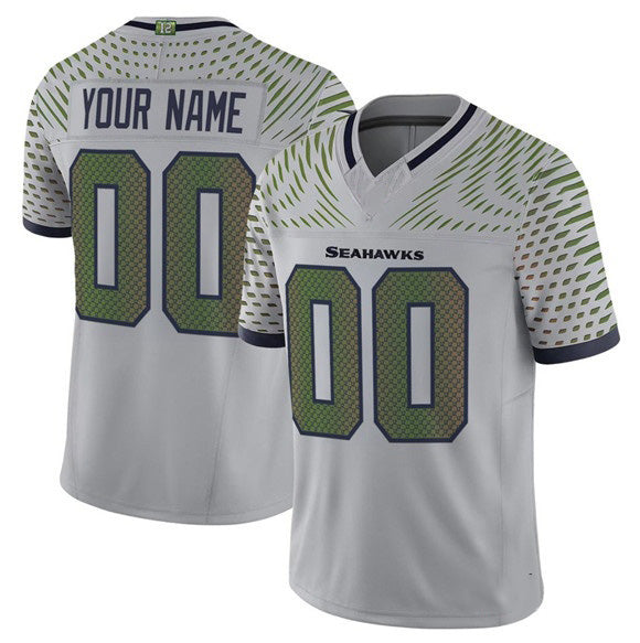 Custom S.Seahawks Active Player Gray 2025 F.U.S.E. Rivalries Vapor Untouchable Limited Stitched Jersey