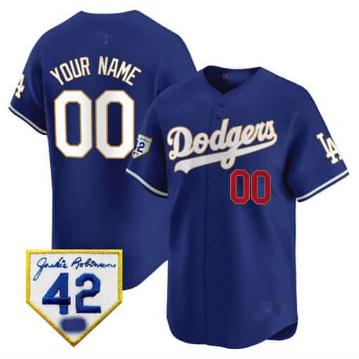 Dodgers 2024 Jackie Robinson Patch Vapor Premier Limited Custom Jersey Royal Baseball Jersey