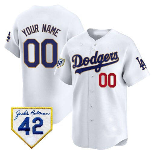 Dodgers 2024 Jackie Robinson Patch Vapor Premier Limited Custom Jersey White Baseball Jersey