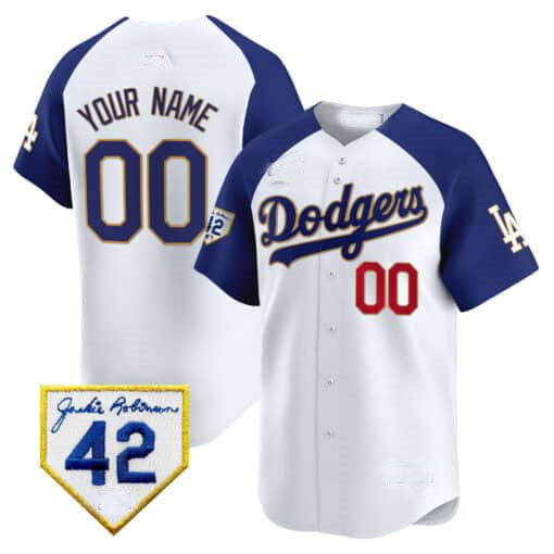 Dodgers 2024 Jackie Robinson Patch Vapor Premier Limited Custom Jersey White Baseball Jersey