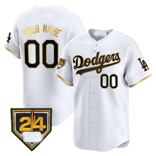 Dodgers 2024 Spring Training Patch Vapor Premier Limited Custom Jersey White Gold Baseball Jersey