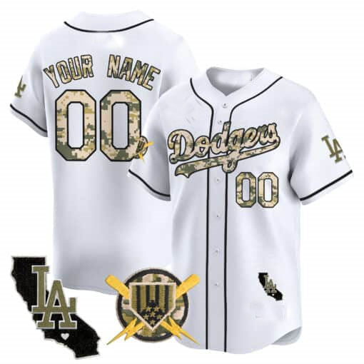 Dodgers Armed Forces Day Vapor Premier Limited Custom Jersey All Stitched-White Baseball Jersey