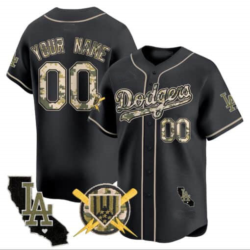 Dodgers Armed Forces Day Vapor Premier Limited Custom Jersey Black Baseball Jersey