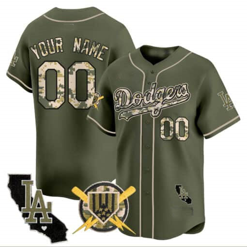 Dodgers Armed Forces Day Vapor Premier Limited Custom Jersey Green Baseball Jersey