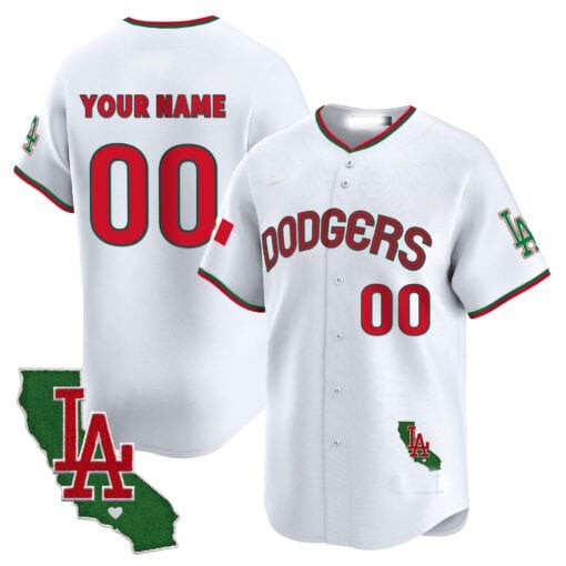 Dodgers Mexico California Patch Vapor Premier Limited Custom Jersey V3 All Stitched-White Baseball Jersey