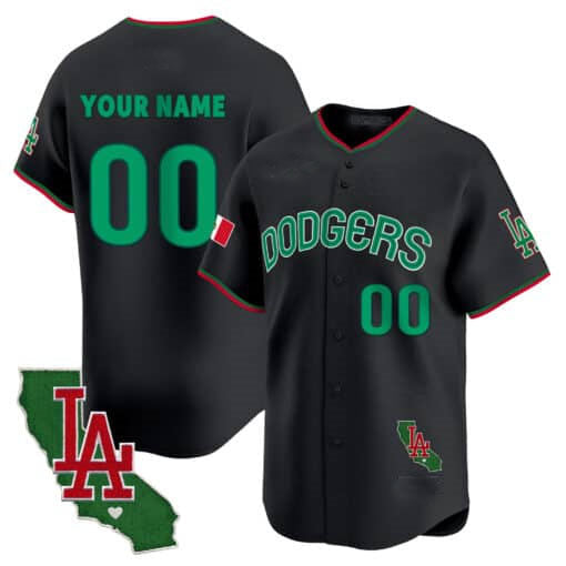 Dodgers Mexico California Patch Vapor Premier Limited Custom Jersey V3 Black Baseball Jersey
