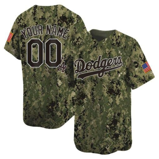 Dodgers USMC Alternate Vapor Premier Limited Custom Jersey All Stitched-Woodland Baseball Jersey