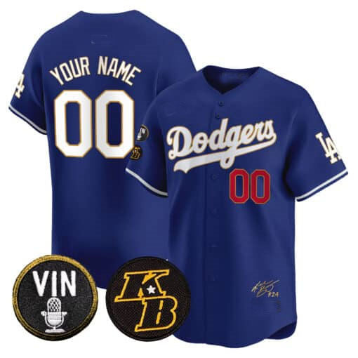 Dodgers Vin Patch & Kobe Bryant Signature Vapor Premier Limited Custom Jersey  Royal Baseball Jersey