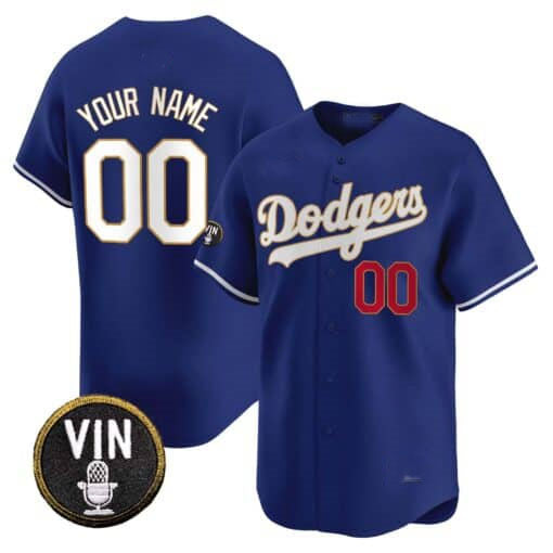 Dodgers Vin Scully Patch Gold Trim Vapor Premier Limited Custom Jersey Royal Baseball Jersey